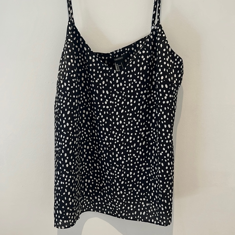 Forever 21 Black and White Cheetah Satin Tank